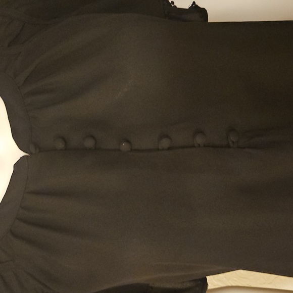 ZAC & RACHEL Black Tiered Short Sleeve Half Button Chiffon Blouse - Picture 4 of 10